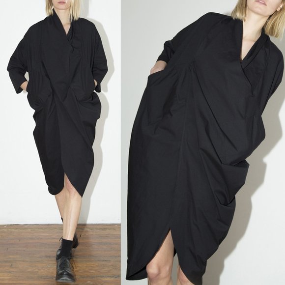 Sixty-Nine Worldwide black linen cocoon dress - Picture 3 of 4